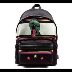 City Multicolor Dinosaur Printed Twill and Leather